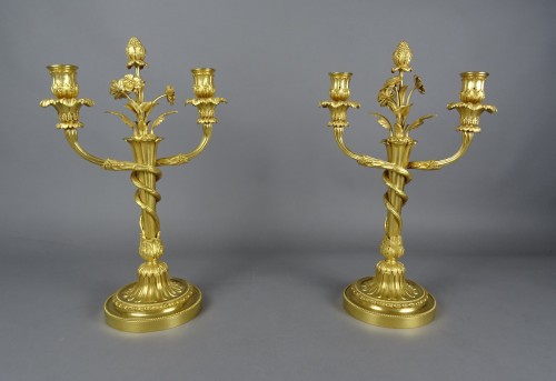 Pair of Napoleon III period gilt bronze candlesticks - Lighting Style Napoléon III