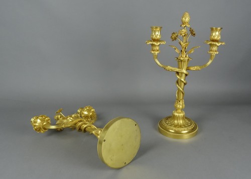 Lighting  - Pair of Napoleon III period gilt bronze candlesticks