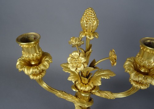19th century - Pair of Napoleon III period gilt bronze candlesticks