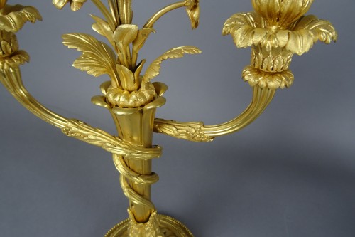 Napoléon III - Pair of Napoleon III period gilt bronze candlesticks