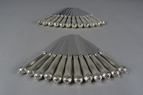E.Puiforcat - 24 solid silver knives - Antique Silver Style Art Déco