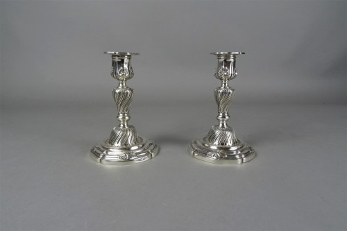 Paire de bougeoirs en argent par Tétard - Art nouveau