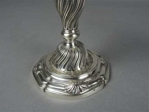 Art nouveau - Paire de bougeoirs en argent par Tétard