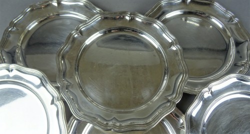 Ensemble de 12 assiettes à dessert en argent allemand - Argenterie et Orfèvrerie Style Art nouveau