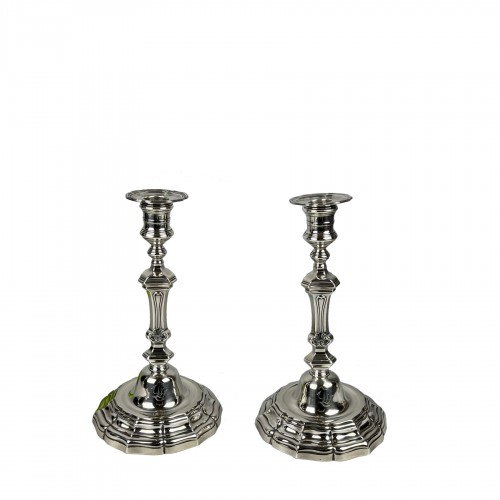 Pair of silver candlesticks, Dunkerque 1774 by the widow Angilles.