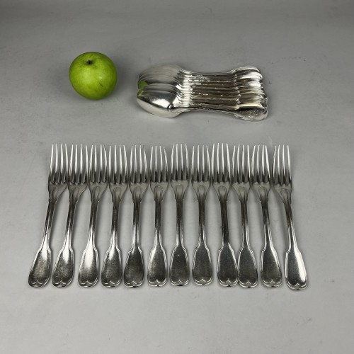 silverware & tableware  - Set of 12 silver table covers, Paris 1786 by Demoustiers