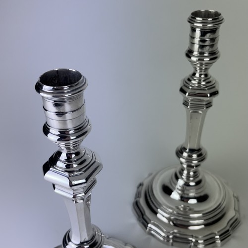 silverware & tableware  - Pair Of Silver Candlesticks, Bayonne 1756 By Joseph Becane.
