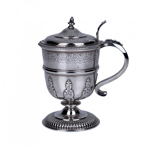 Solid silver mustard pot by Puiforcat in Paris