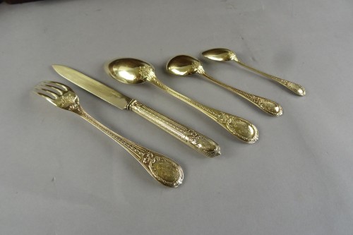 Antiquités - Ménagère en argent massif de 205 pièces par Boin-Taburet et Puiforcat à Paris