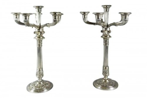 Lapparra - Paire de chandeliers en argent massif