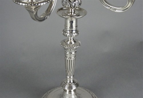 Napoléon III - Paire de chandeliers Napoléon III en bronze argenté - Christofle 