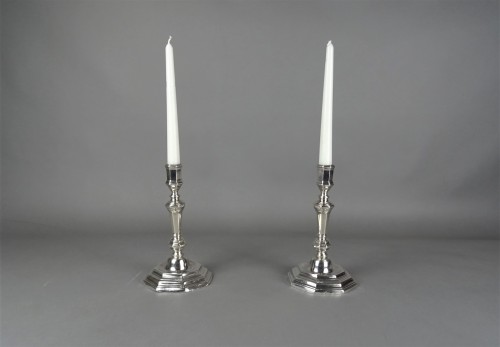 Pair of silver torches, by Tillet in Bordeaux in 1736 - Antique Silver Style Louis XV