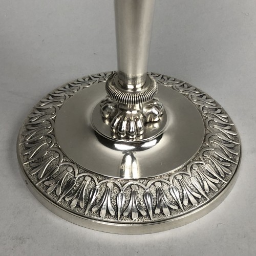 Antique Silver  - Pair of solid silver flambeaux of the Empire period