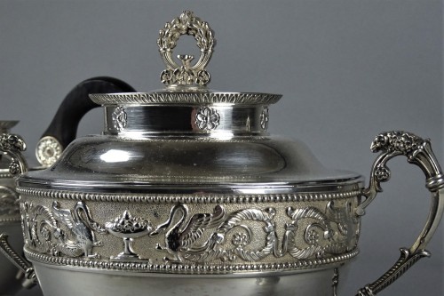 XIXe siècle - Service à thé et café en argent, d'époque Empire par Ruchmann à Paris.