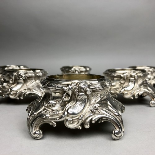 Six solid silver and vermeil salt cellars - Antique Silver Style 