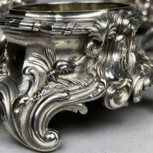 Antique Silver  - Six solid silver and vermeil salt cellars