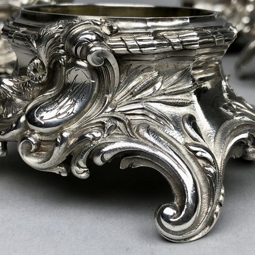 Six solid silver and vermeil salt cellars - 