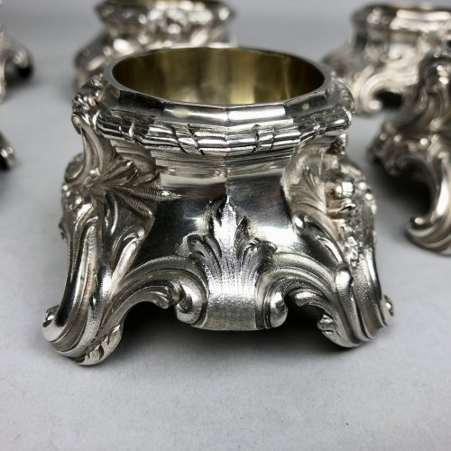 20th century - Six solid silver and vermeil salt cellars