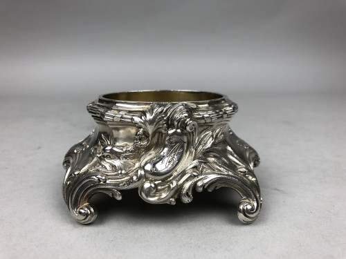 Six solid silver and vermeil salt cellars - 