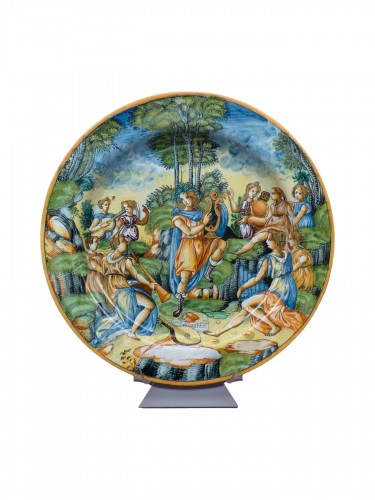 Grand plat à « Istoriati » en faïence de Nevers (1640 - 1650 )