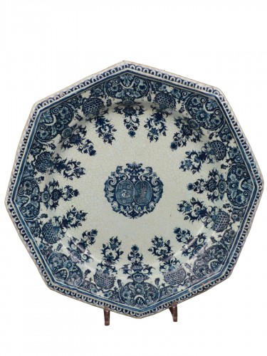 A large octagonal earthenware dish Rouen, late 17th century