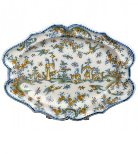 18th century oval faience platter from Lyon