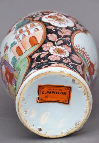 Antiquités - Vase en faïence de Delft, technique mixte, début 18e siècle