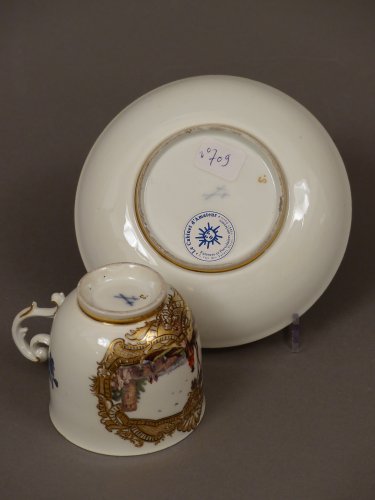  - Tasse et sous tasse en porcelaine de Meïssen XVIIIe siècle