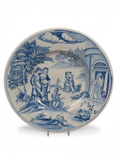 Large dish of Nevers "istoriati" mid-17th century