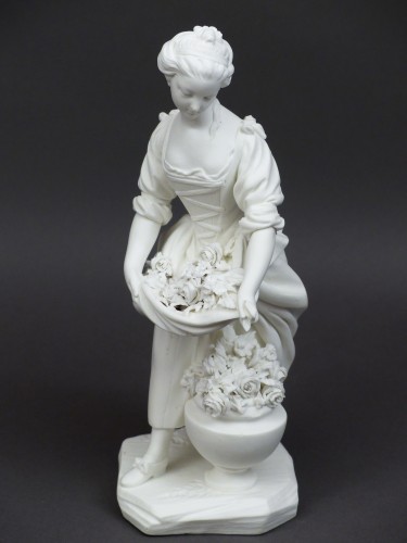 Antiquités - "La jardinière au vase" biscuit de porcelaine tendre, Sèvres 18e siècle