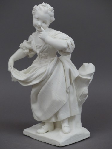 La petite fille au tablier, biscuit de Sèvres 18e siècle - Céramiques, Porcelaines Style Louis XV