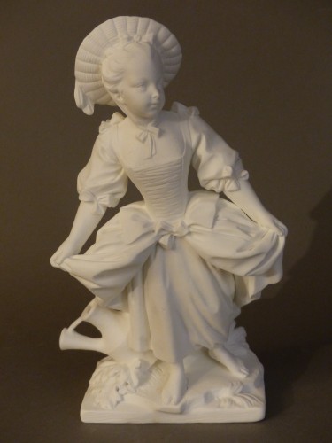 Céramiques, Porcelaines  - La danseuse et le joueur de musette, biscuits en porcelaine tendre Sèvres XVIIIe siècle.