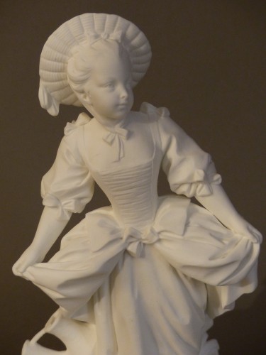 La danseuse et le joueur de musette, biscuits en porcelaine tendre Sèvres XVIIIe siècle. - Le Cabinet d'Amateur