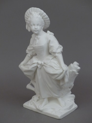 La danseuse et le joueur de musette, biscuits en porcelaine tendre Sèvres XVIIIe siècle. - 
