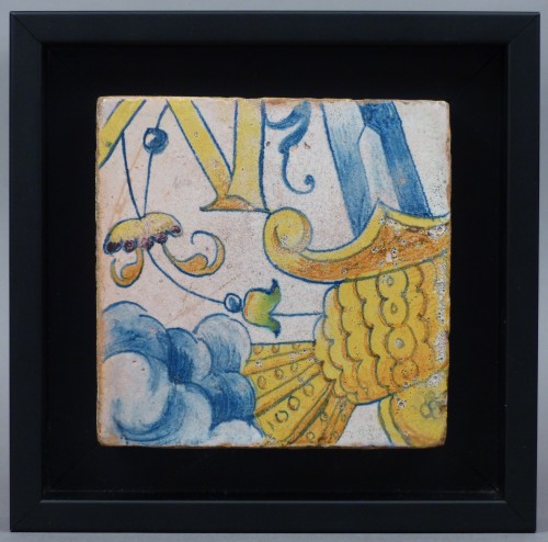 3 carreaux de pavage de Masseot Abaquesne 16e siècle - Le Cabinet d'Amateur