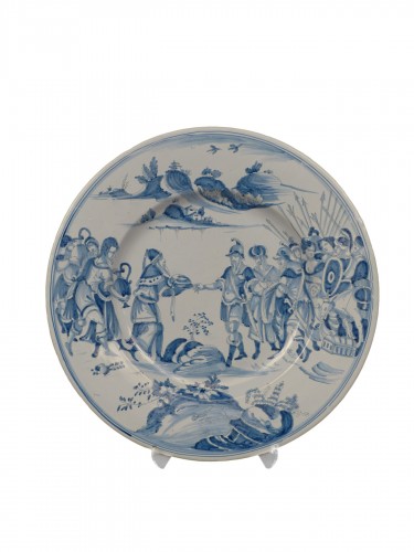 Grand plat à « Istoriati » en faïence de Nevers (1640 - 1660)