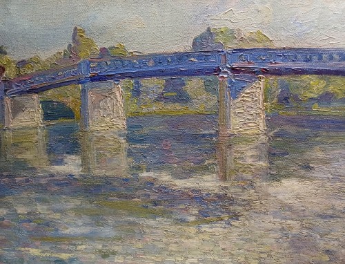 Bridge on river Oise - Edouard Febvre (1885-1967) - Paintings & Drawings Style Art nouveau