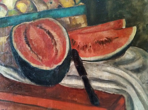 Paintings & Drawings  - still life with watermelon - Marie Sperling (1898-1995)