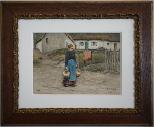Paintings & Drawings  - Louis Welden Hawkins (1849-19410) - Young Breton woman