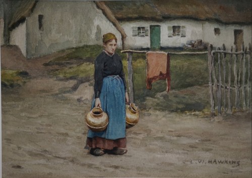 Louis Welden Hawkins (1849-19410) - Young Breton woman - 