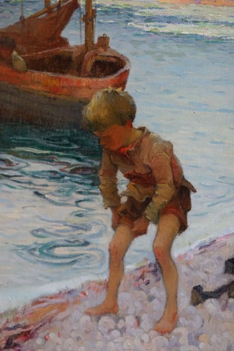 Tableaux et dessins Tableaux du XXe siècle - Henri Gaston DARIEN (1864-1926), Enfant en bord de mer