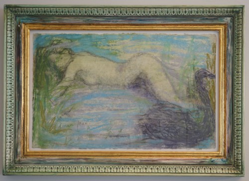 Edmond Aman-Jean (1858 – 1936) - Leda and the swan (?) circa 1895 - Paintings & Drawings Style Art nouveau