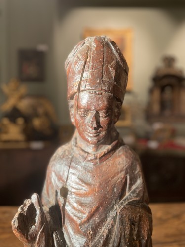 Bust of Saint bishop of 15th century - Religious Antiques Style 