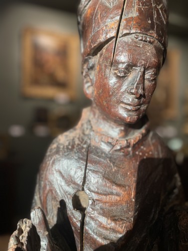 Art sacré, objets religieux  - Buste de Saint évêque de XVe siècle