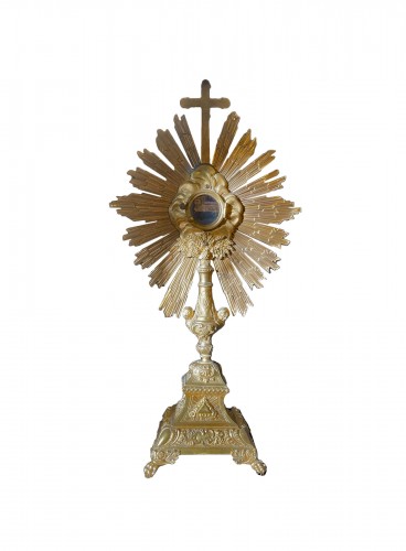 Large Monstrance In Golden Brass From The Nineteenth