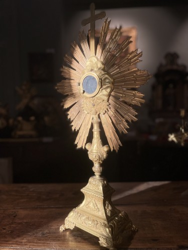 Large Monstrance In Golden Brass From The Nineteenth - 