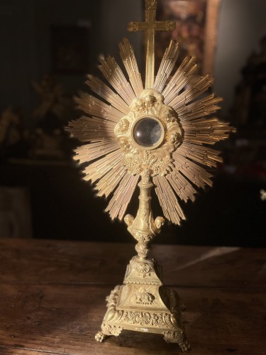 Large Monstrance In Golden Brass From The Nineteenth - 