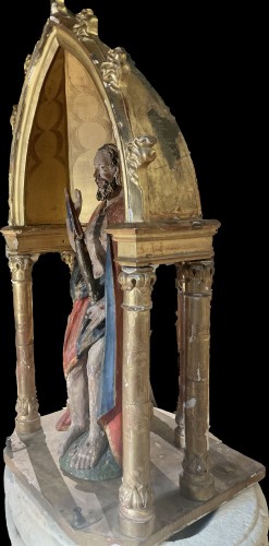 Christ Bénissant, élément de retable du XVIe dans son alcove du XIXe - Art sacré, objets religieux Style Renaissance