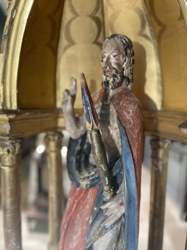 Renaissance - Christ Bénissant, élément de retable du XVIe dans son alcove du XIXe