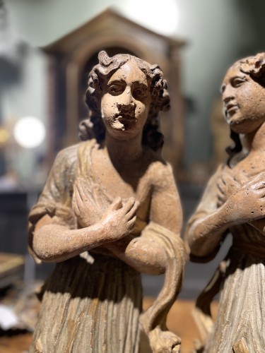 Antiquités - Pair Of Altar Angels - 17th Century